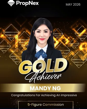 PropNex Gold Achiever award, May 2026, naming Mandy Ng for a five-figure commission.