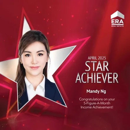 ERA Real Estate Star Achiever award, April 2025, naming Mandy Ng for a five-figure monthly income.