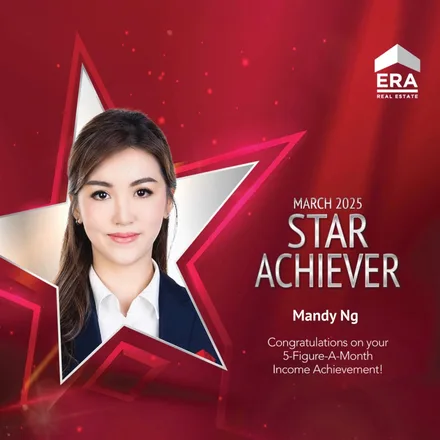 ERA Real Estate Star Achiever award, March 2025, naming Mandy Ng for a five-figure monthly income.