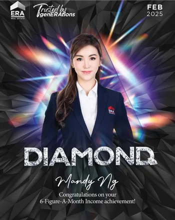 ERA Real Estate Diamond award, February 2025, naming Mandy Ng for a six-figure monthly income.