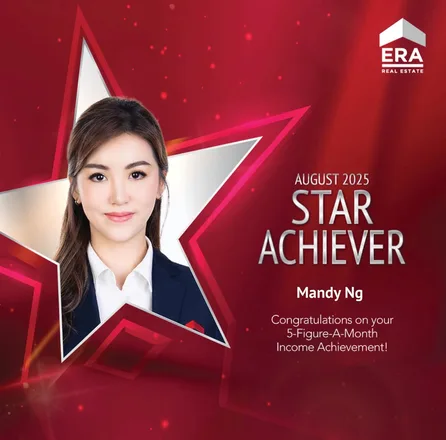 ERA Real Estate Star Achiever award, August 2025, naming Mandy Ng for a five-figure monthly income.